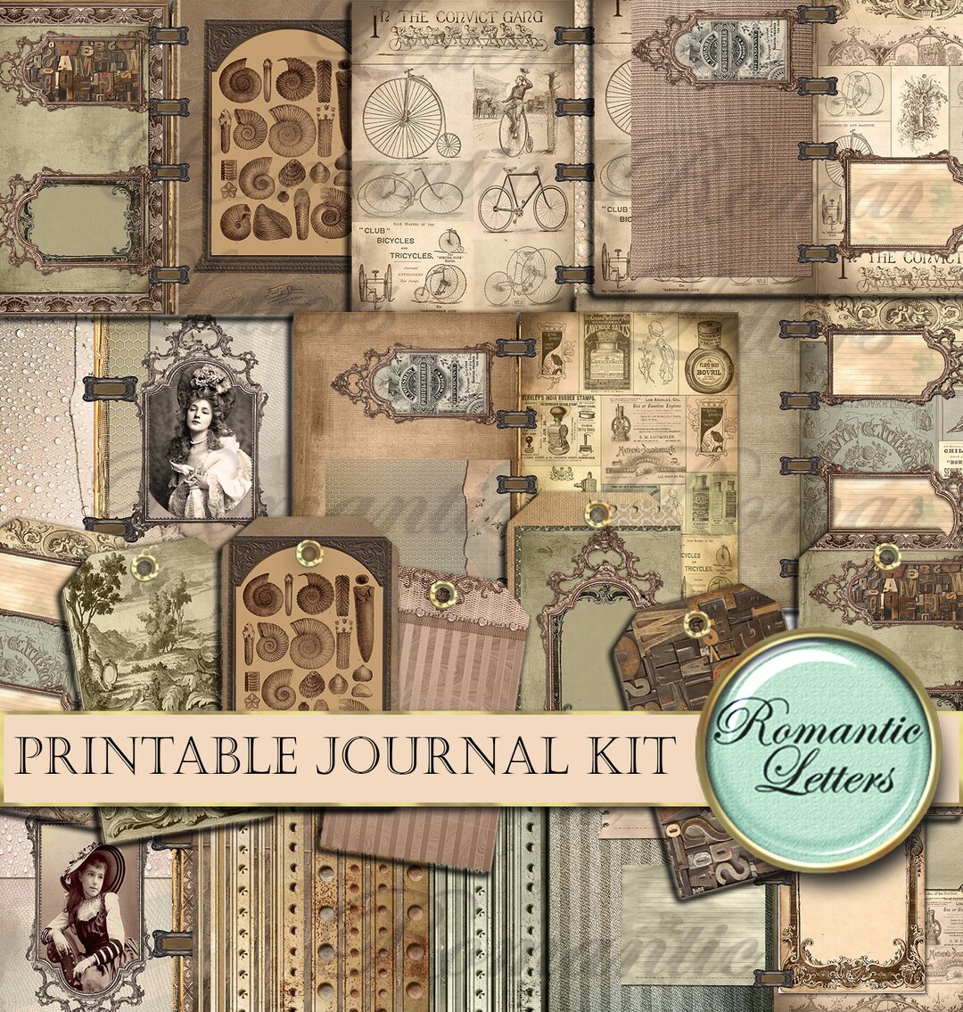 Printable Junk Journal Kit Victorian Digital Scrapbooking Printable ...