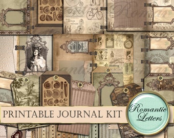 Printable Junk journal kit Victorian digital scrapbooking printable journal craft paper A4  8.5x11 mini album steampunk journal paper tag