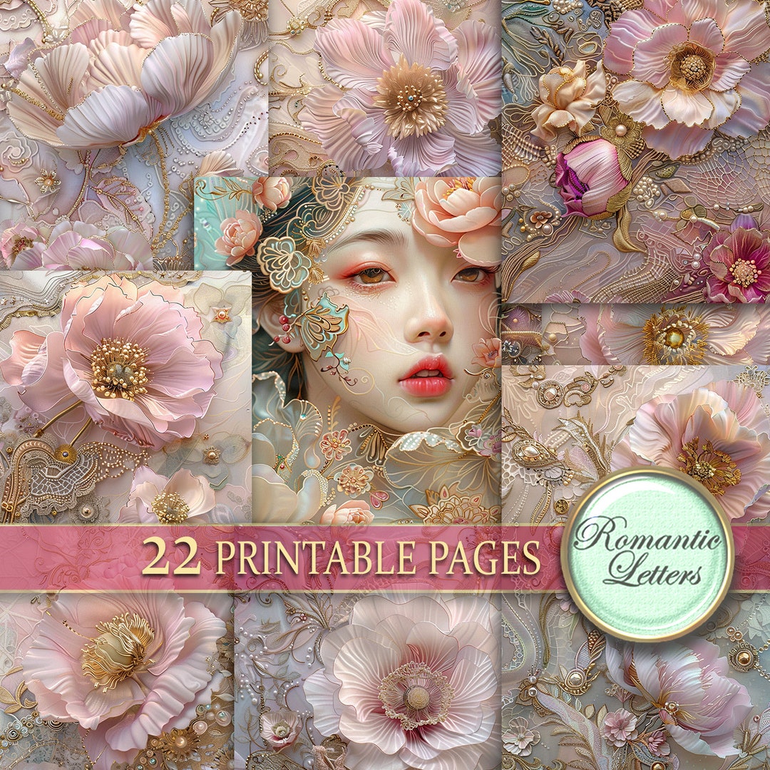 Printable Junk Journal Pages Digital Scrapbook Paper Pack Lace Vintage ...