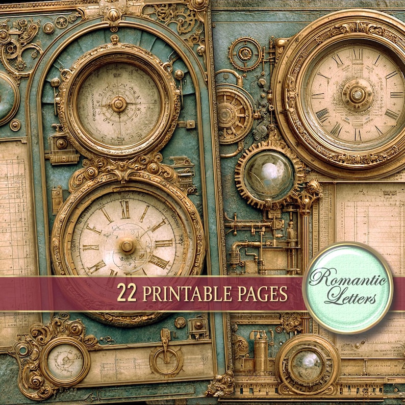 Steampunk Junk Journal Pages Kit Digital Scrapbook Paper Pack ...