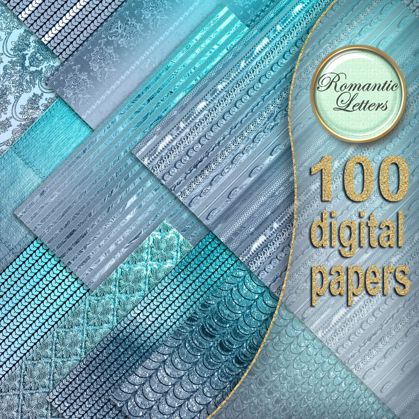 100 Digital Papers Printable Texture Digital Scrapbooking Background ...