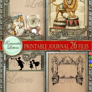 Vintage Circus Printable Junk Journal Kit. Digital Printable Pages ...