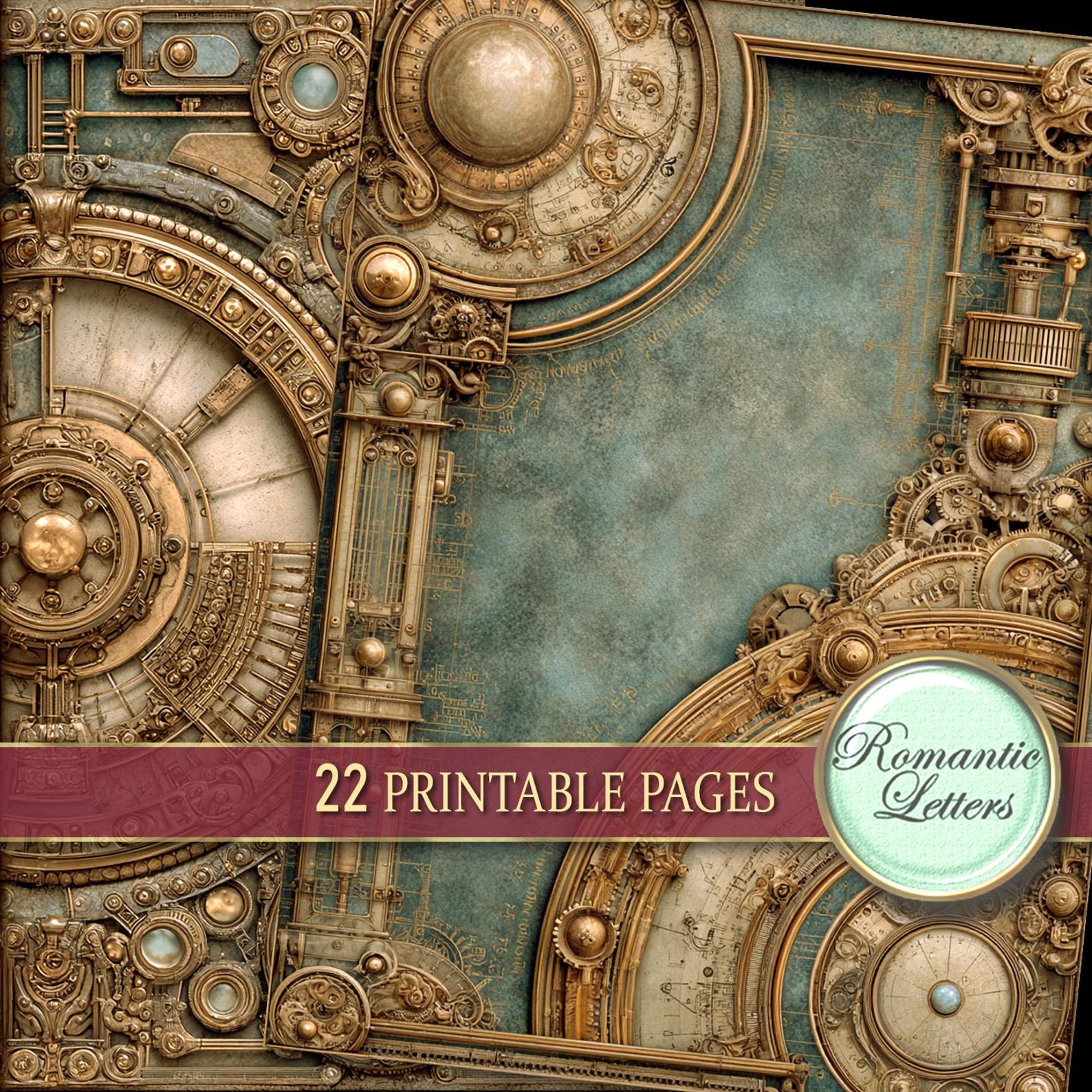 Steampunk Junk Journal Pages Kit Digital Scrapbook Paper Pack ...
