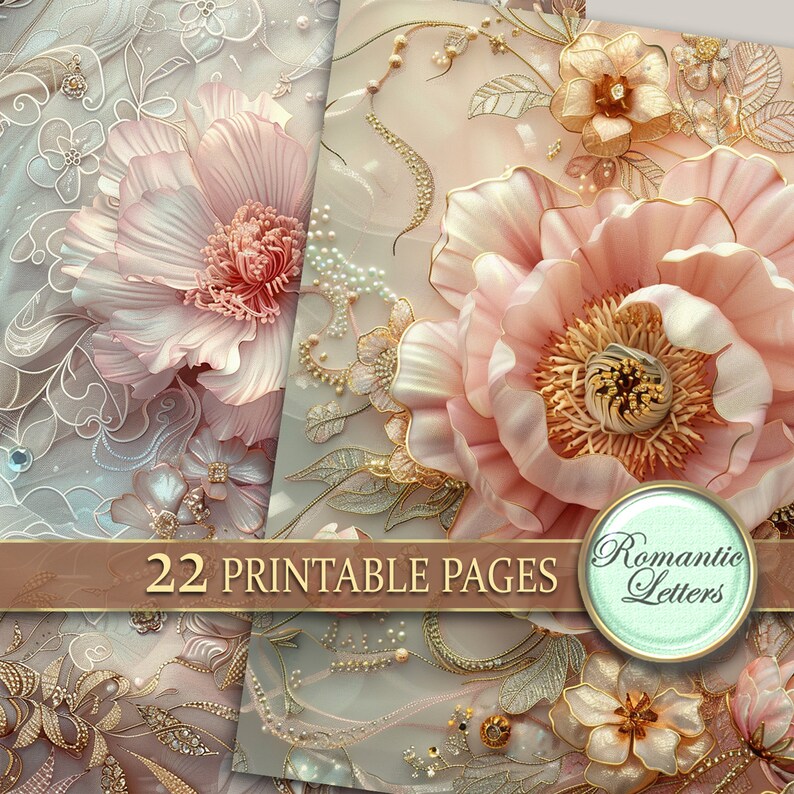 Printable Junk Journal Pages Digital Scrapbook Paper Pack Lace Vintage ...