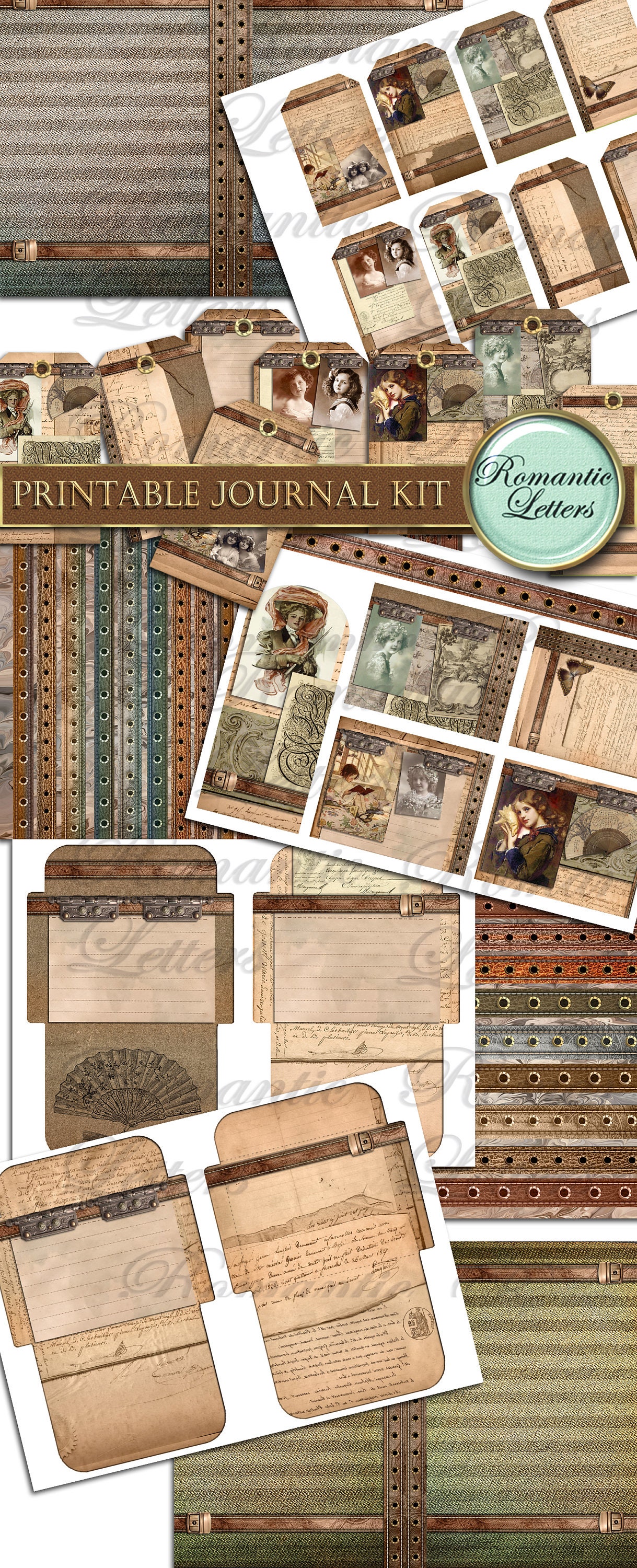 Printable Junk Journal Kit Victorian Digital Scrapbook Pages Printable ...