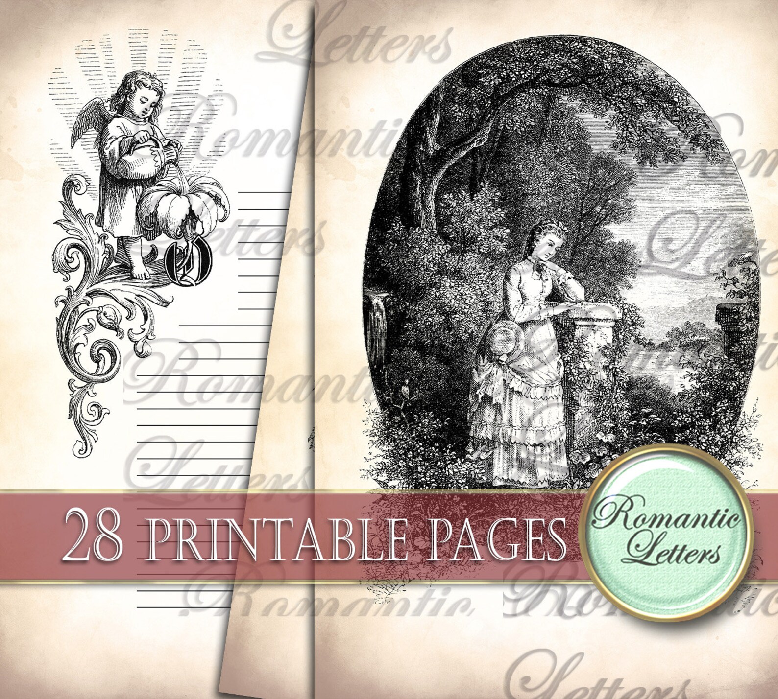 Victorian Printable Scrapbook Background Paper Digital - Etsy