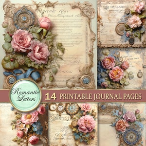 Floral Digital Scrapbook Papier Pack Shabby Chic ROSE Blumen digitales scrapbooking Hintergrundpapier altes Papierhochzeitspapier