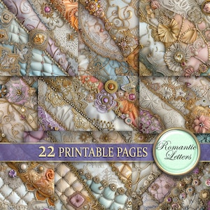 Shabby chic Digital druckbares Scrapbook Papier Patchwork druckbares Kraftpapier Viktorianische Stickerei getufteter Seidenquiltstoff