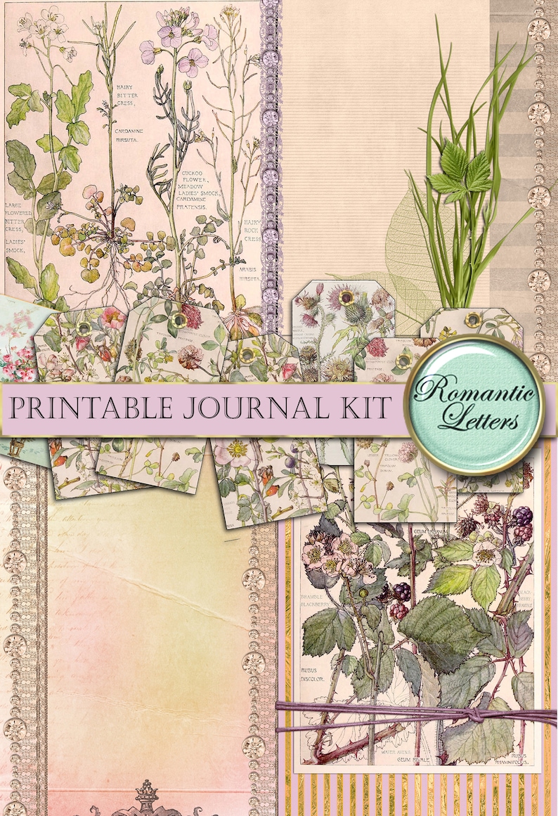 Printable Junk Journal Kit Digital Collage Sheet Printable | Etsy UK