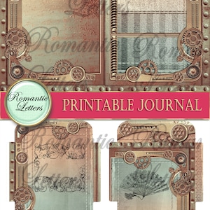 Steampunk Printable Junk Journal Kit Industrial Digital Scrapbook ...