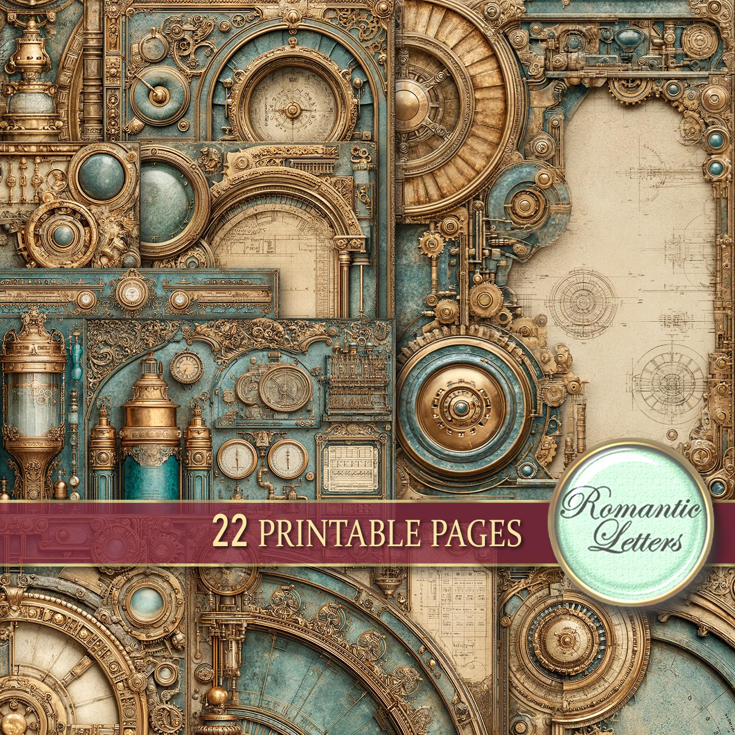 Steampunk Junk Journal Pages Kit Digital Scrapbook Paper Pack ...