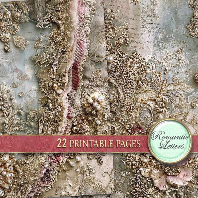 Digital Printable Scrapbook Paper Pack Shabby Chic Junk Journal Pages ...