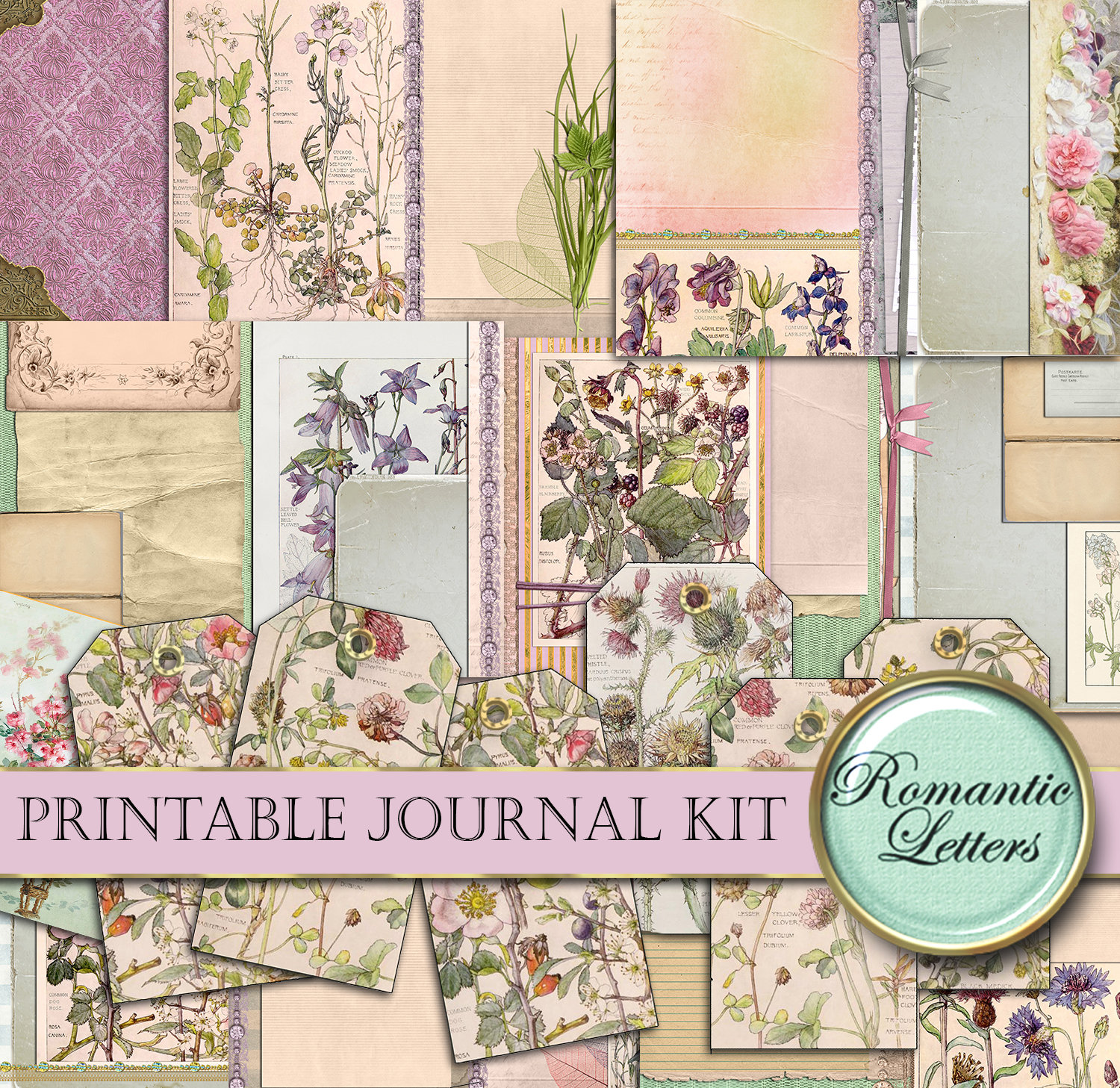 Printable Junk Journal Kit Digital Collage Sheet Printable Junk Journal ...
