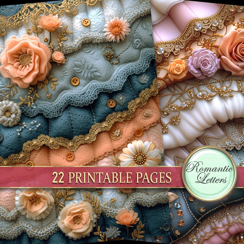 Digital Printable Scrapbook Paper Pack Junk Journal Pages Luxury ...