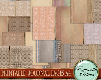 Printable Junk journal pages printable junk journal paper craft A4  8.5x11 vintage mini album digital scrapbook background old book texture