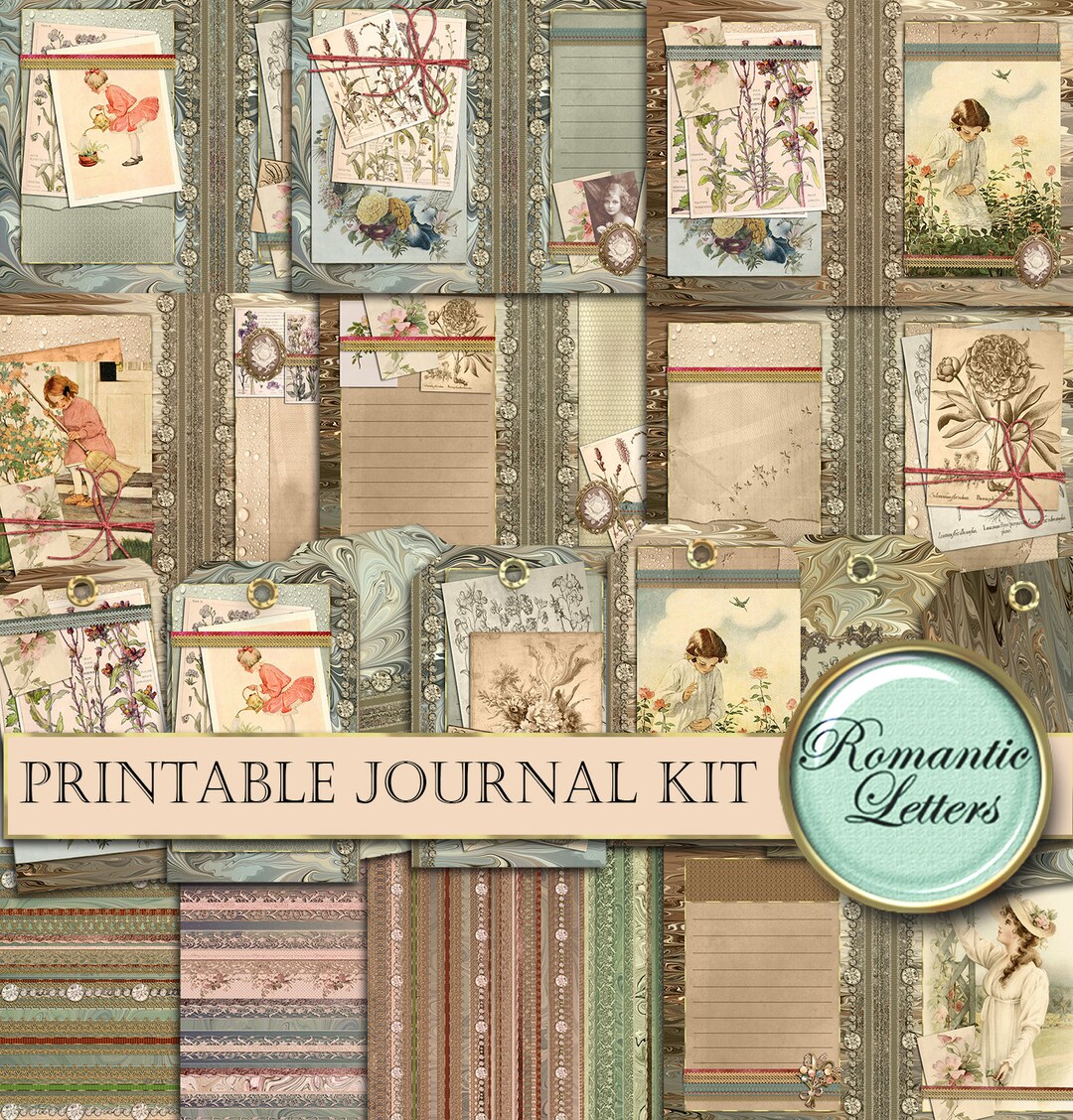 Printable Junk Journal Kit Vintage Digital Scrapbooking Paper Printable ...