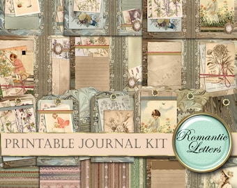 Printable Junk journal kit Vintage digital scrapbooking paper printable journal craft paper A4  8.5x11 printable journal pages tags download