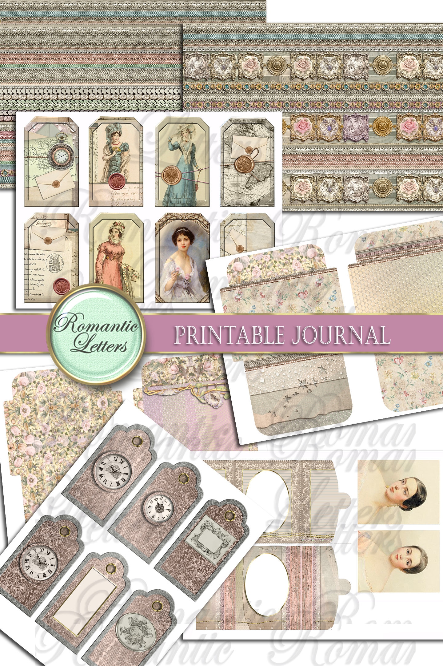 Victorian Printable Junk Journal Kit Printable Scrapbook Paper 8.5x11 ...