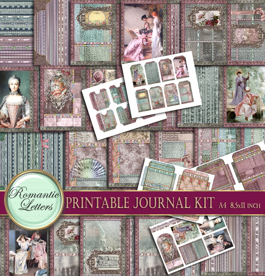 Printable Junk Journal Kit Shabby Chik Digital Scrapbook Paper ...