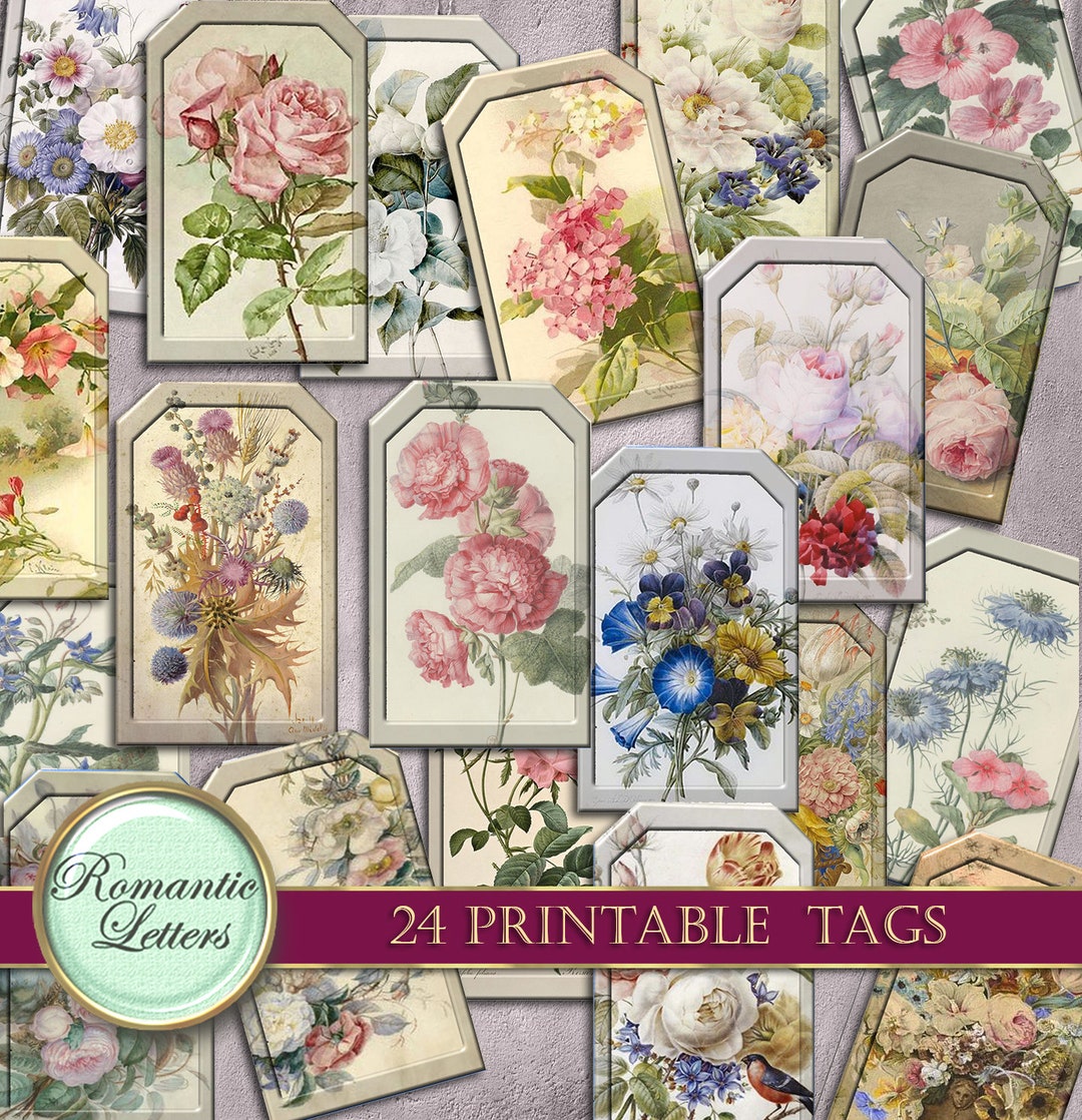 Printable Scrapbook Journal Tags Printable Gift Tags Flowers Printable ...
