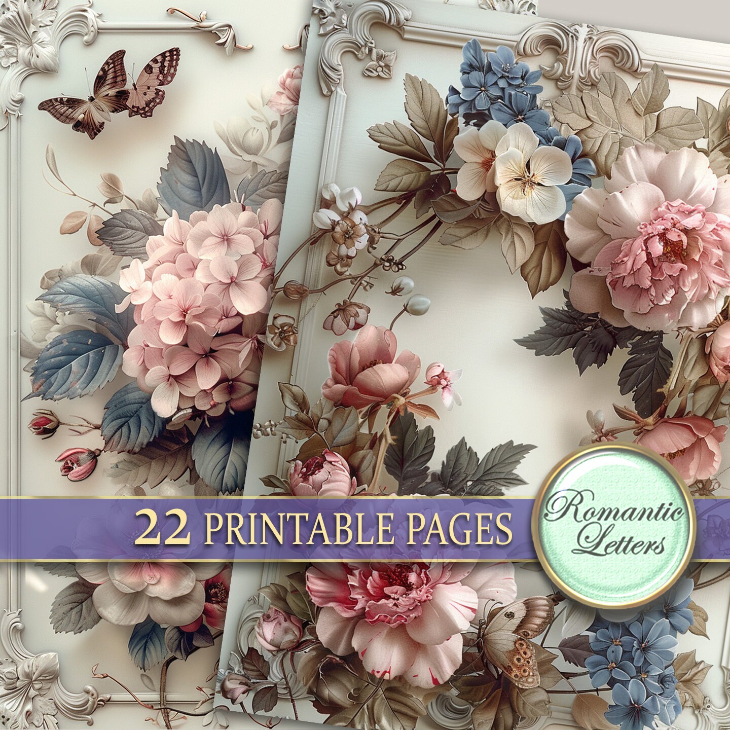Shabby Chic Wedding Printable Digital Scrapbooking Paper Pack Pink ...