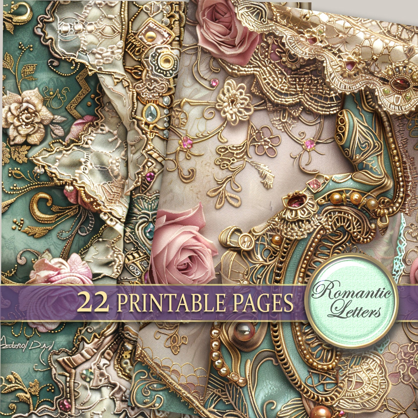 Digital Printable Scrapbook Paper Pack Junk Journal Pages Shabby Chic ...