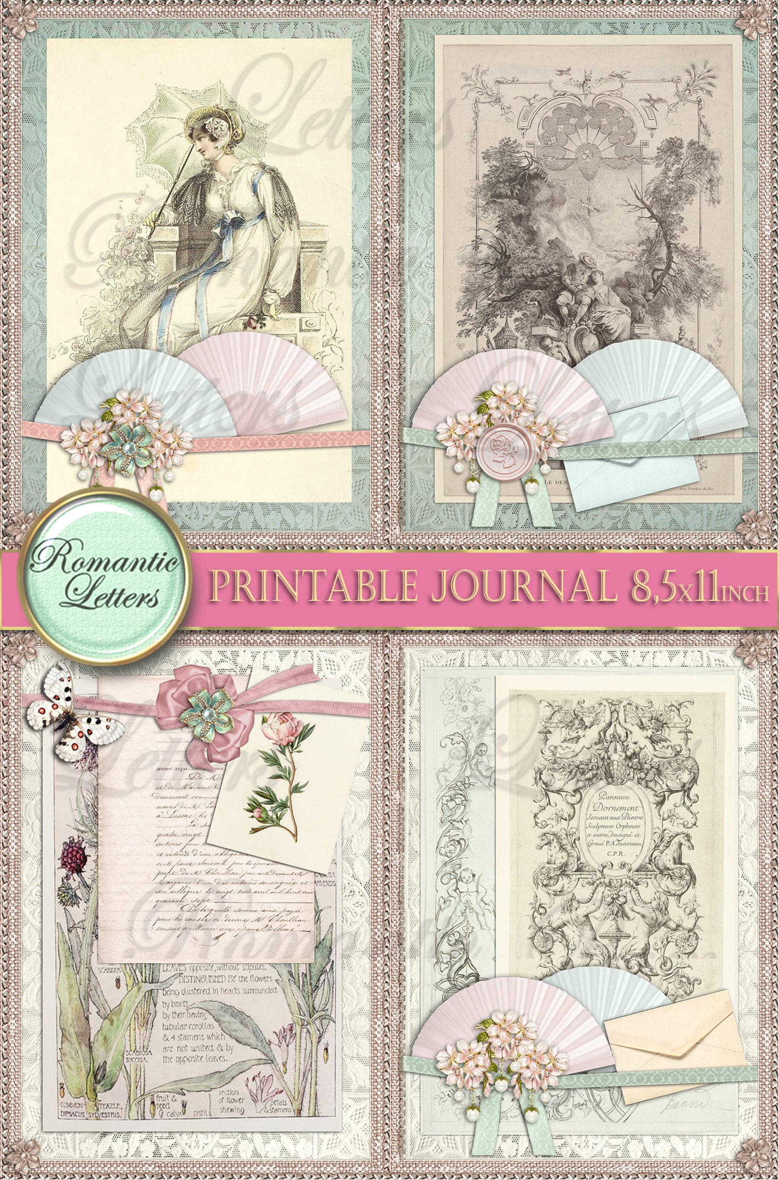 Printable Junk Journal Kit Printable Scrapbook Paper 8.5x11 Digital ...