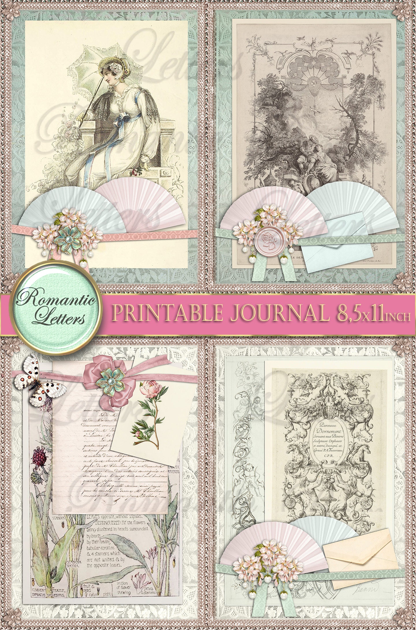 Printable Junk Journal Kit Printable Scrapbook Paper 8.5x11 Digital ...