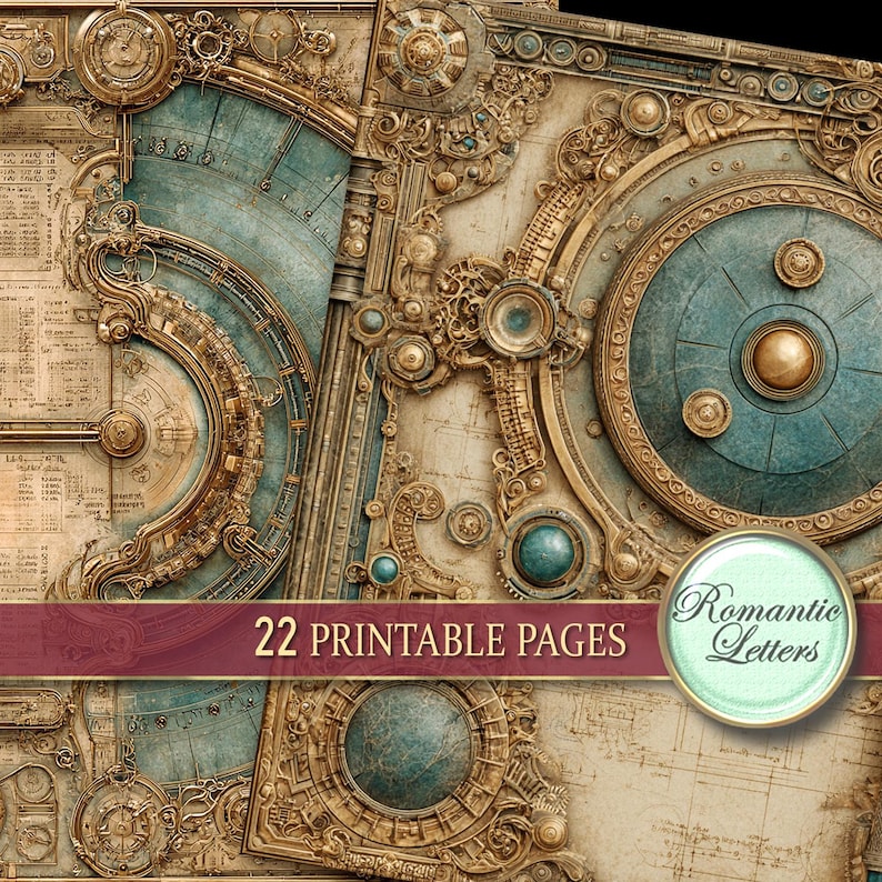 Steampunk Junk Journal Pages Kit Digital Scrapbook Paper Pack ...