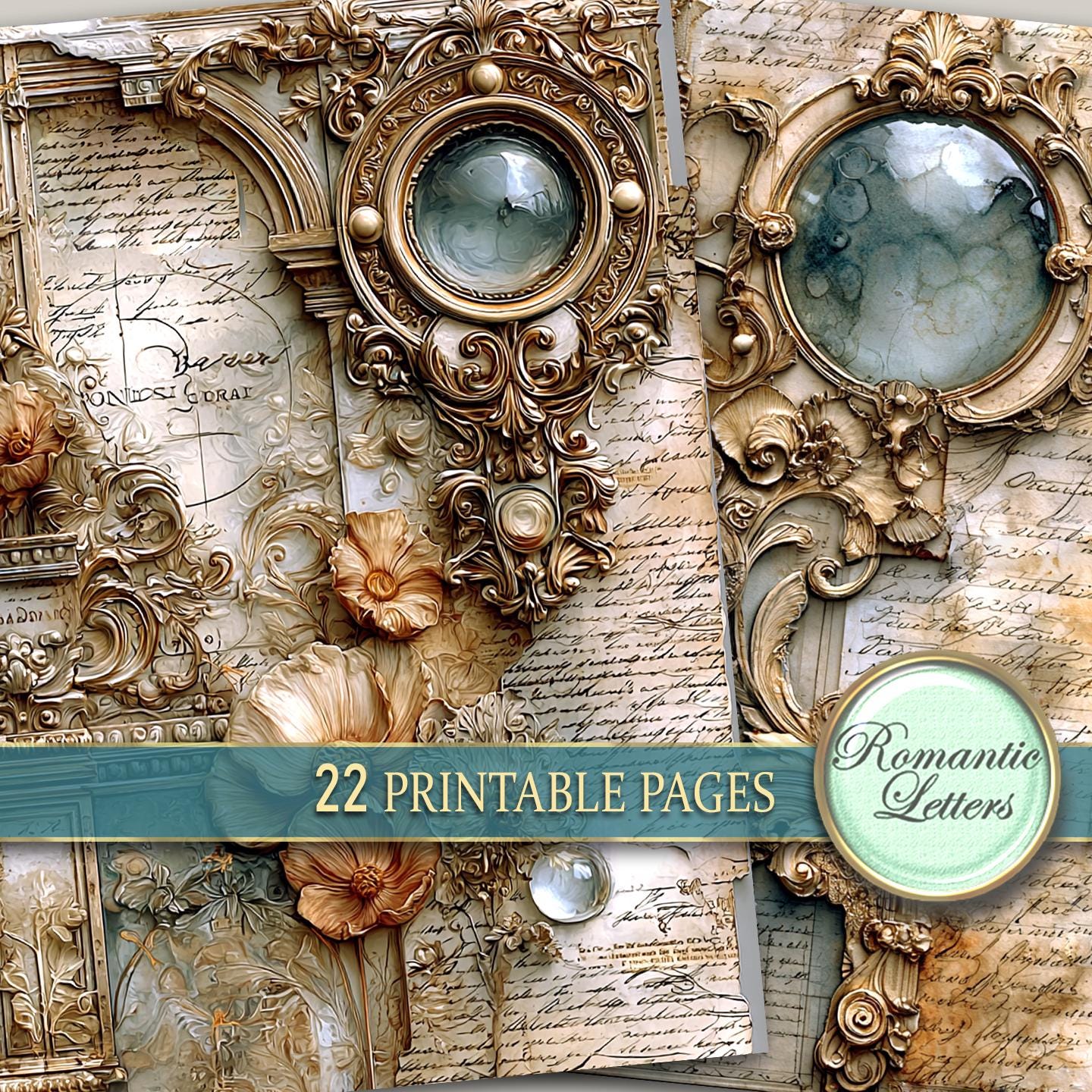 Digital Printable Antique Scrapbook Paper Pack Junk Journal Pages ...