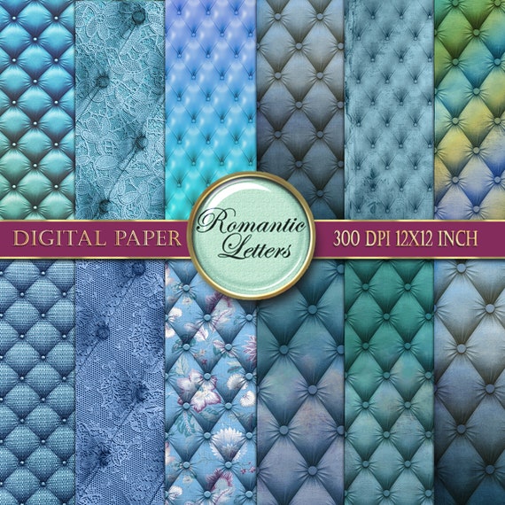 Tufted digital photography backdrop printable scrapbook digital background paper pack tufted upholstery craft paper blue photo backdrop
