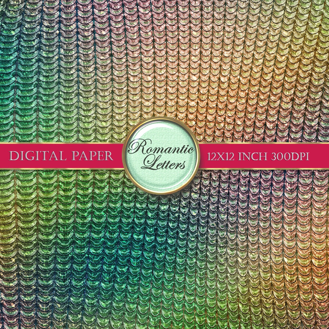 Mermaid Scales Digital Paper Fish Scales Texture Digital Scrapbook Gold ...