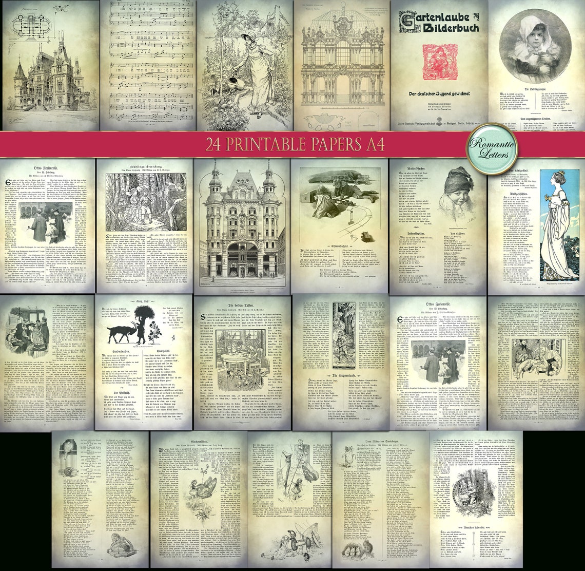 Printable paper pack junk journal paper Victorian digital | Etsy