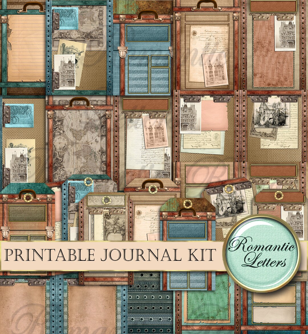 Printable Travel Journal Kit Digital Scrapbooking Printable Junk