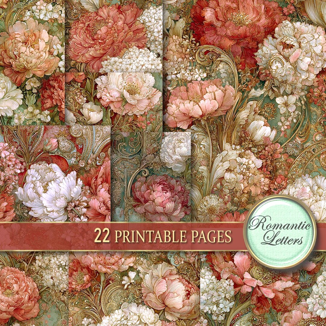 Printable Junk Journal Pages Digital Scrapbook Paper Pack Shabby Chic ...