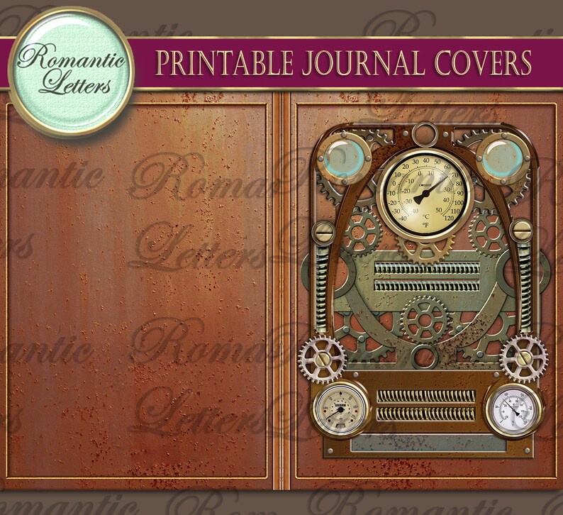 Steampunk Printable Journal Covers Industrial Digital - Etsy