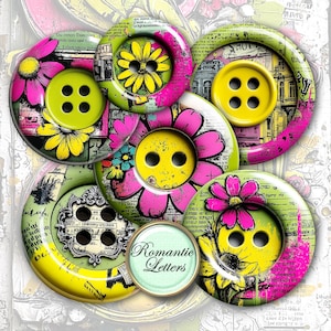 Graffiti Button Clipart + 1 Inch Kreise, Kronkorken, Cabochon Bild Urban Schmuck Anhänger (Digital A4)