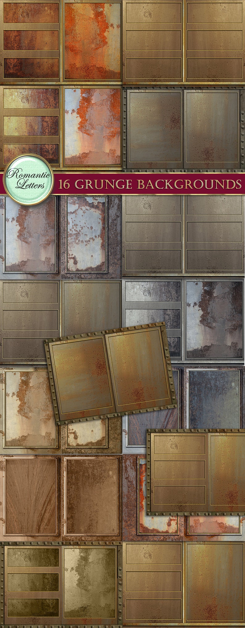 Steampunk Digital Scrapbook Paper Pack Rust Metal Texture Digital ...