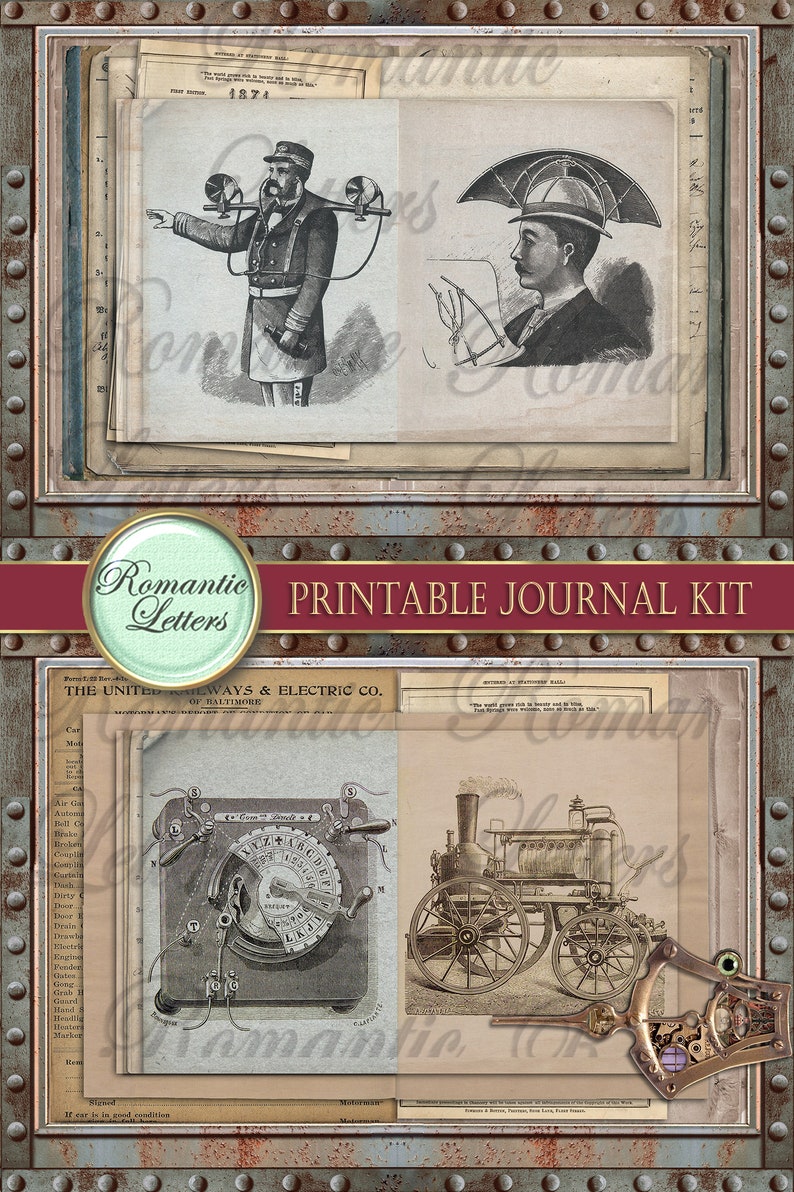 Steampunk Printable Junk Journal Kit Industrial Digital | Etsy
