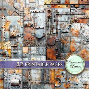 Pack de papier imprimable Steampunk texture métal rouillé scrapbooking papier craft imprimable Cyberpunk grunge photo toile de fond photographie fond A4