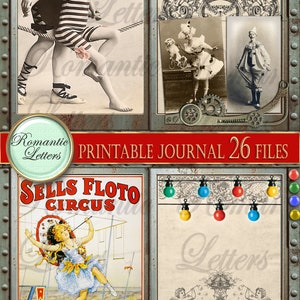 Vintage Circus Printable Junk Journal Kit. Digital Printable Pages ...
