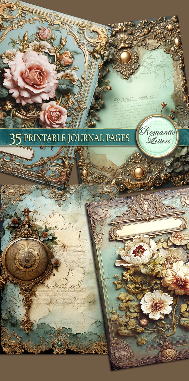 Printable Junk Journal Pages Cards Digital Scrapbook Paper Pack Antique ...