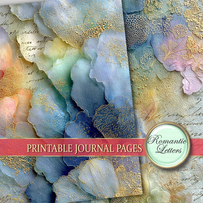 Color Background Journal Watercolor Junk Journal Digital Paper Pack: Abstract, Scrapbook Light ...