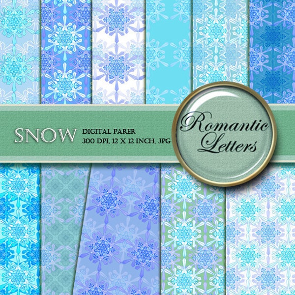 Digital scrapbook paper winter printable Frozen winter wedding snow digital printable background paper pack snow snowflake digital paper