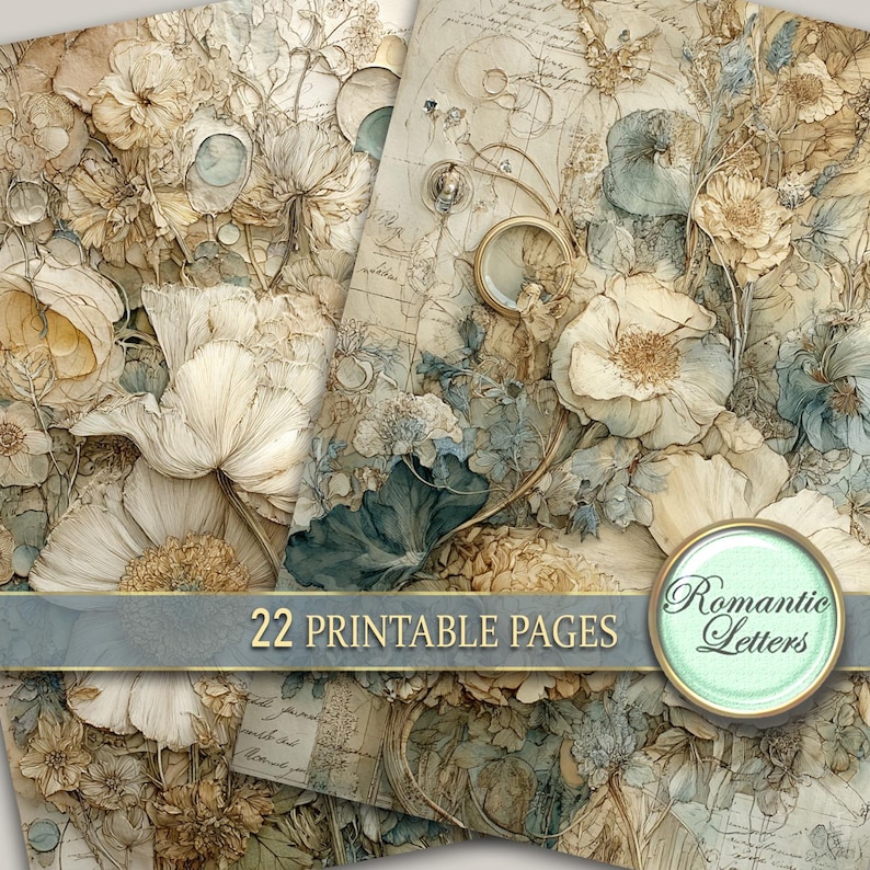 Digital Printable Wedding Scrapbook Paper Pack Junk Journal Pages ...