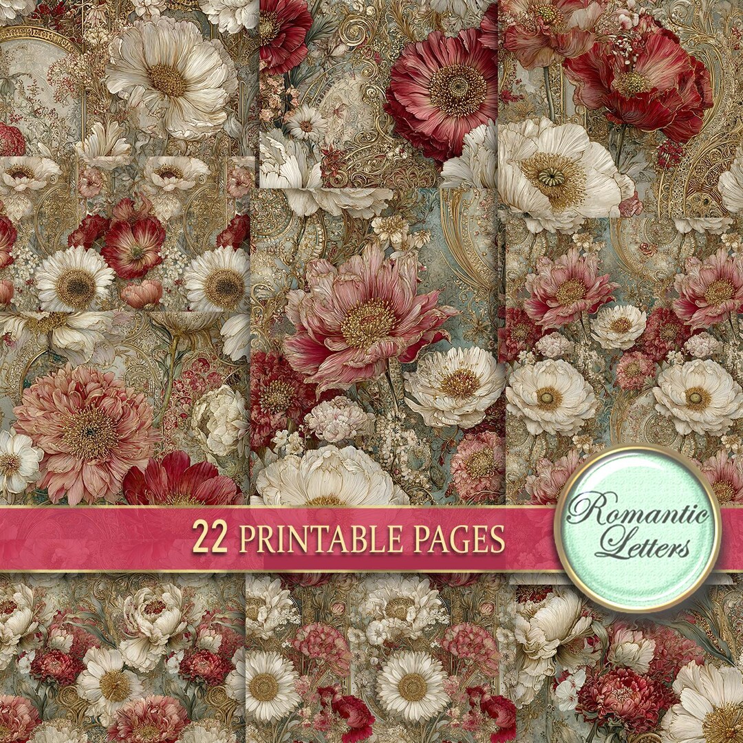 Digital Junk Journal Pages Digital Scrapbook Paper Pack Shabby Chic ...