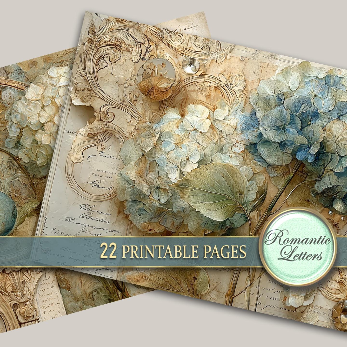 Digital Printable Scrapbook Paper Pack Junk Journal Pages Shabby Chic ...