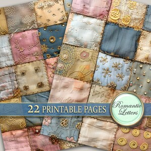 Patchwork Digital Printable Scrapbook Paper Pack Junk Journal Fabric ...