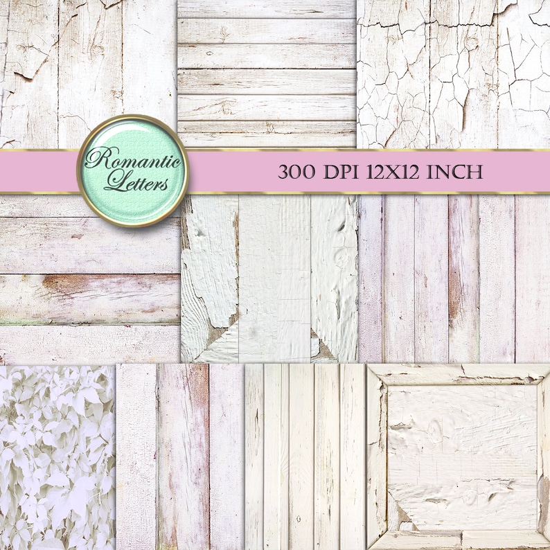 White Wood digital paper painted wood scrapbook paper pack texture wedding Background wood backdrop newborn digital backdrop shabby chic image 1