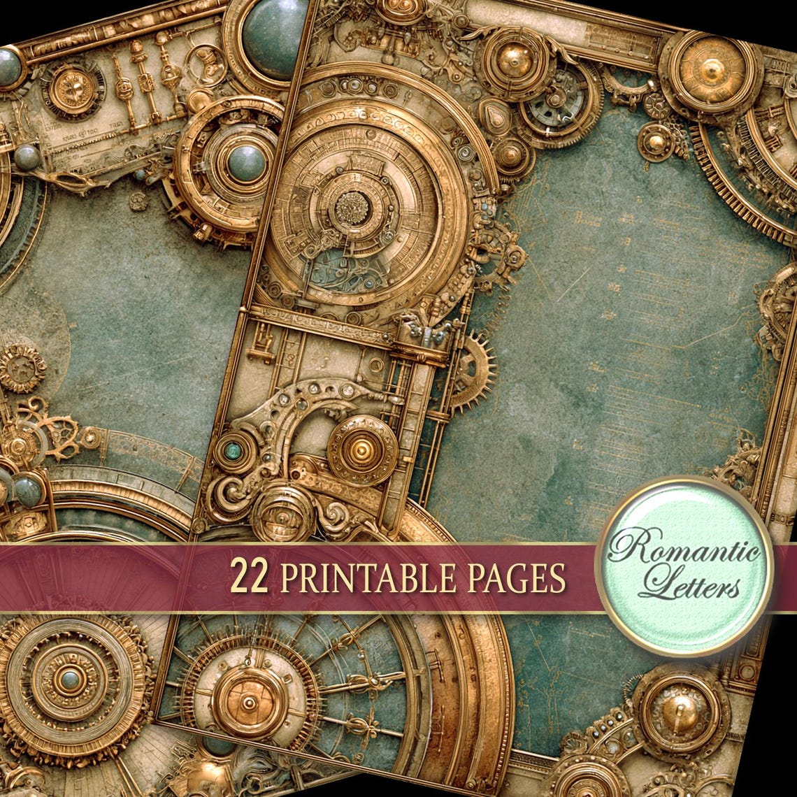 Steampunk Junk Journal Pages Kit Digital Scrapbook Paper Pack ...